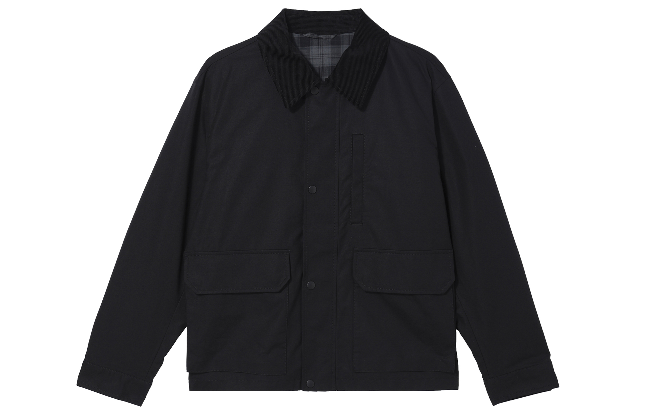 UNIQLO Black Solid Loose Fit Long-Sleeve Button-Up Jacket 470117-09