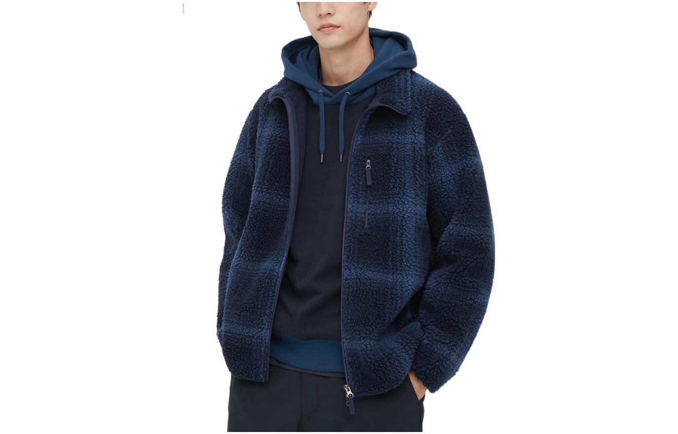 UNIQLO Blue Plaid Long-Sleeve Zip Pocket Jacket 45612-66