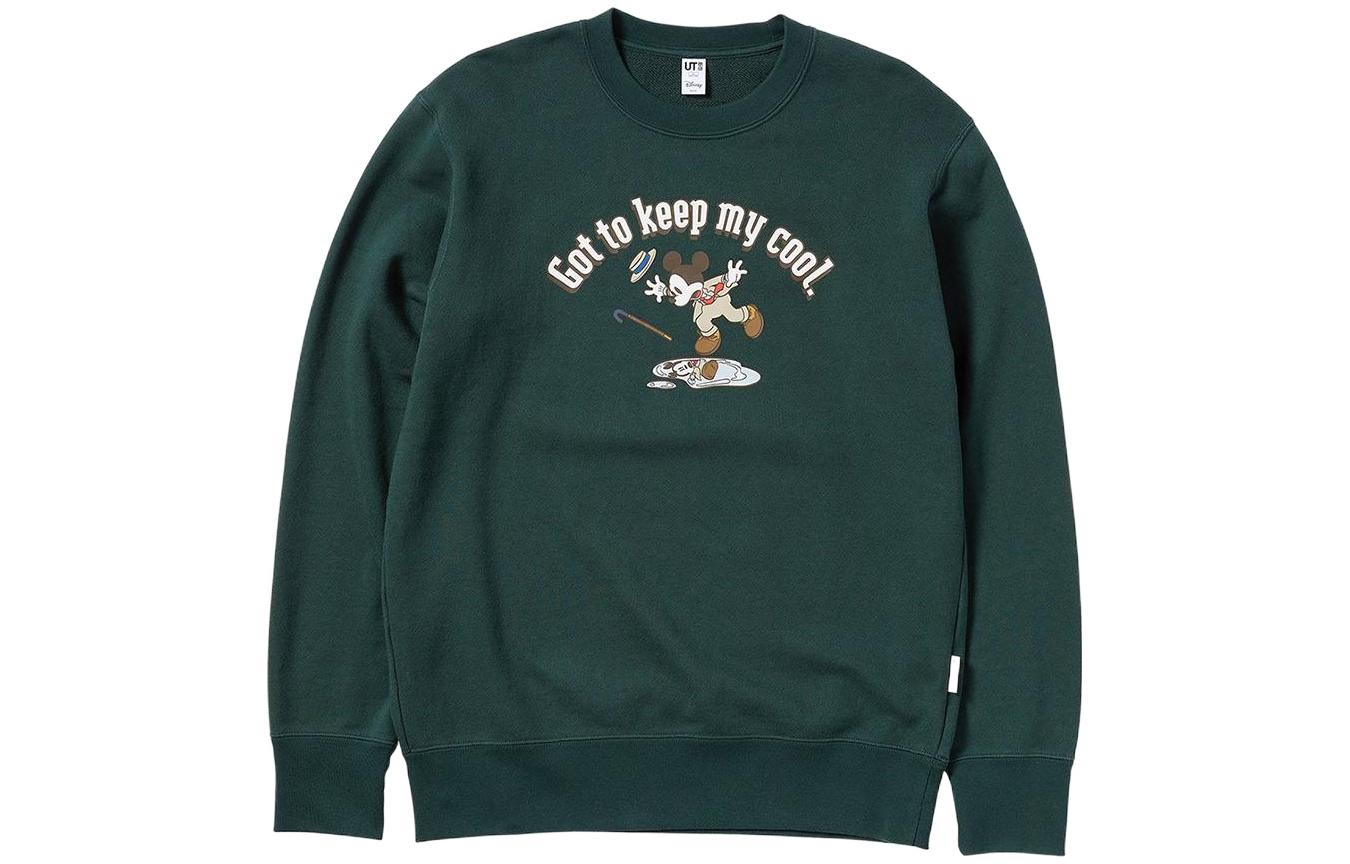 UNIQLO Cartoon Graphic Crewneck Sweatshirt Unisex Dark Green 439499-59