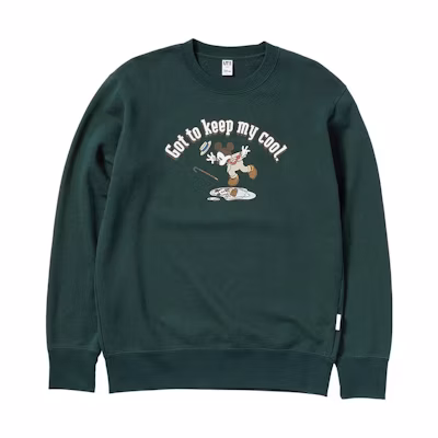 UNIQLO Cartoon Graphic Crewneck Sweatshirt Unisex Dark Green 439499-59