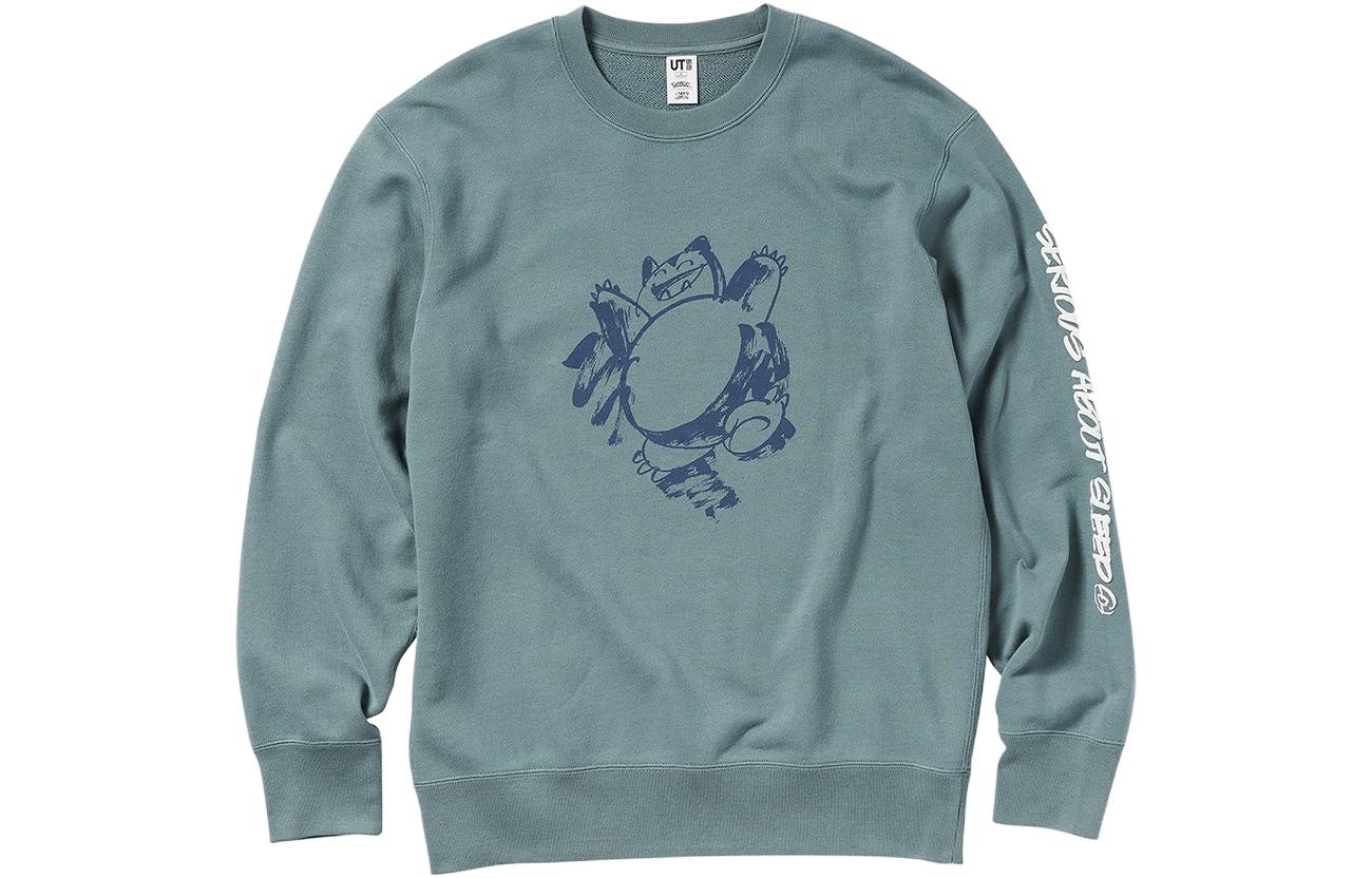 UNIQLO Cartoon Print Crewneck Sweatshirt Unisex Blue Long Sleeve 444042-54