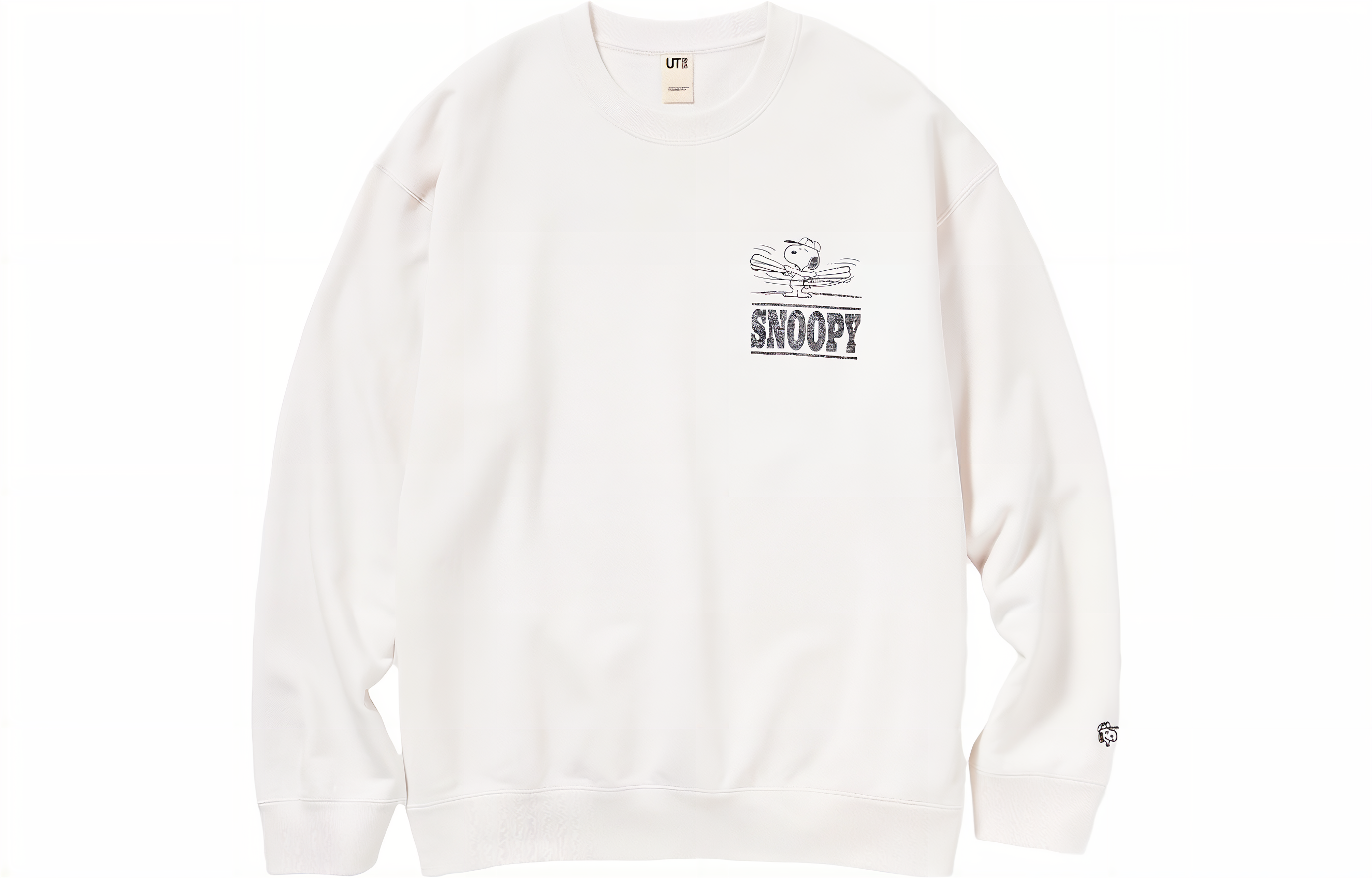 UNIQLO Casual Pullover Loose Fit Long Sleeve Sweatshirt Unisex Off-White UQ461125000
