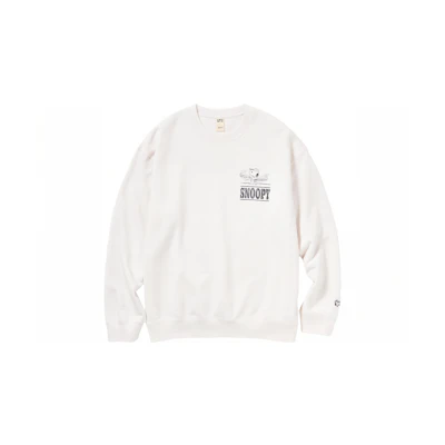 UNIQLO Casual Pullover Loose Fit Long Sleeve Sweatshirt Unisex Off-White UQ461125000