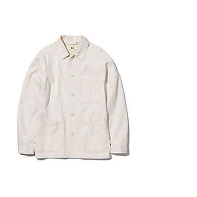 UNIQLO Casual Solid Color Single-Breasted Jacket Off-White 457212-01