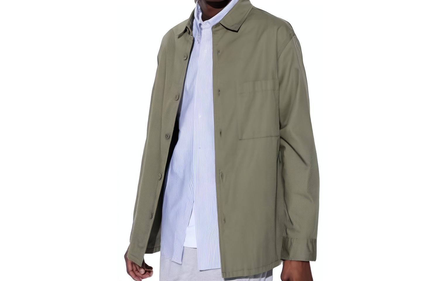 UNIQLO Casual Solid Shirt Jacket Olive Green Unisex UQ468732-56