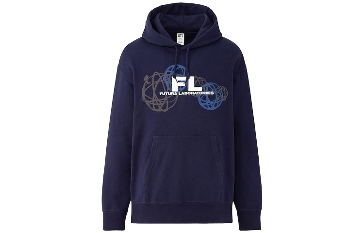 UNIQLO Casual Unisex Pullover Hoodie Navy Blue 427496-69