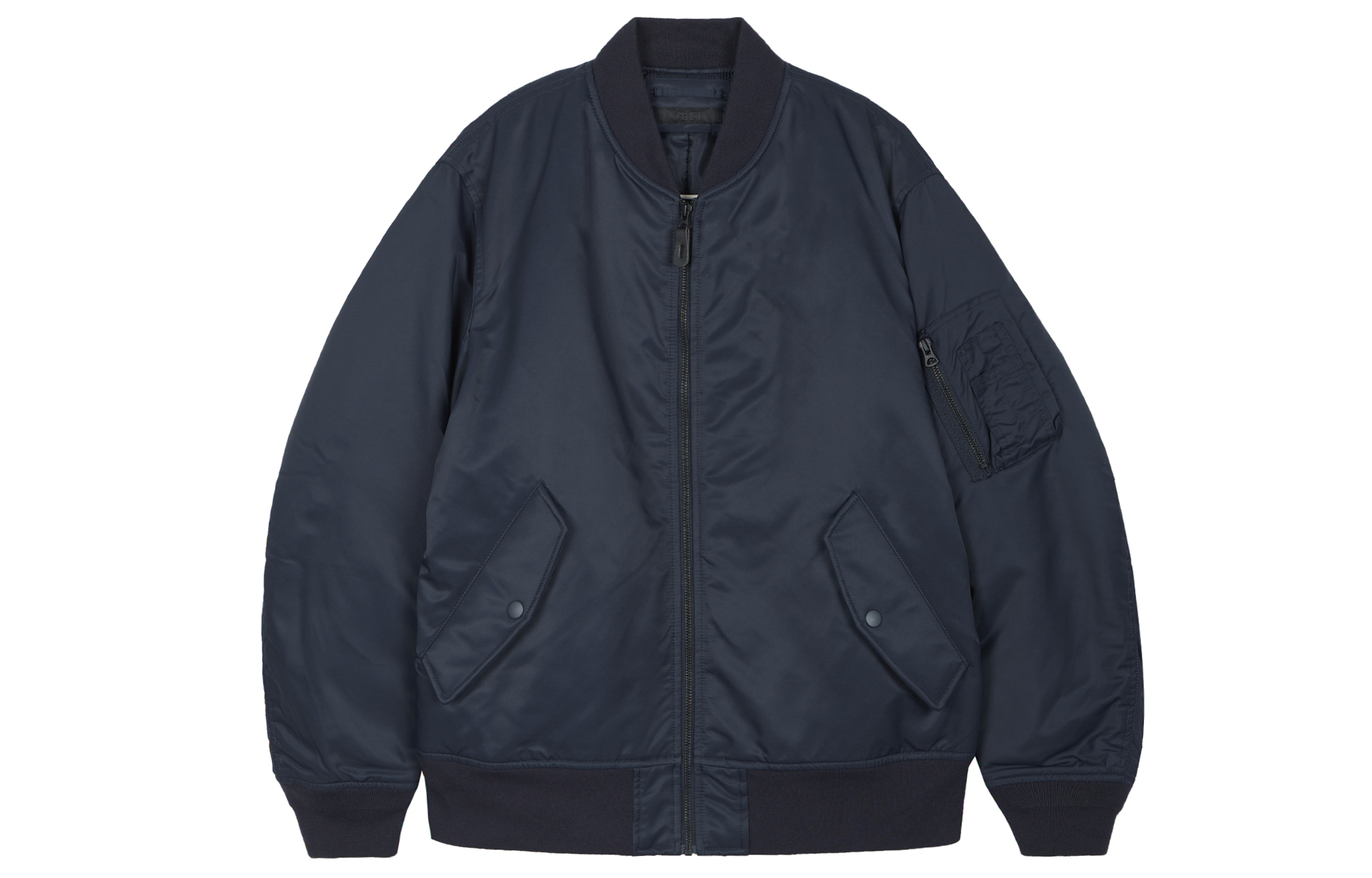 UNIQLO Casual Zip Baseball Jacket Navy Unisex Long Sleeve Outerwear 459618-69