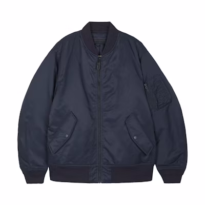 UNIQLO Casual Zip Baseball Jacket Navy Unisex Long Sleeve Outerwear 459618-69
