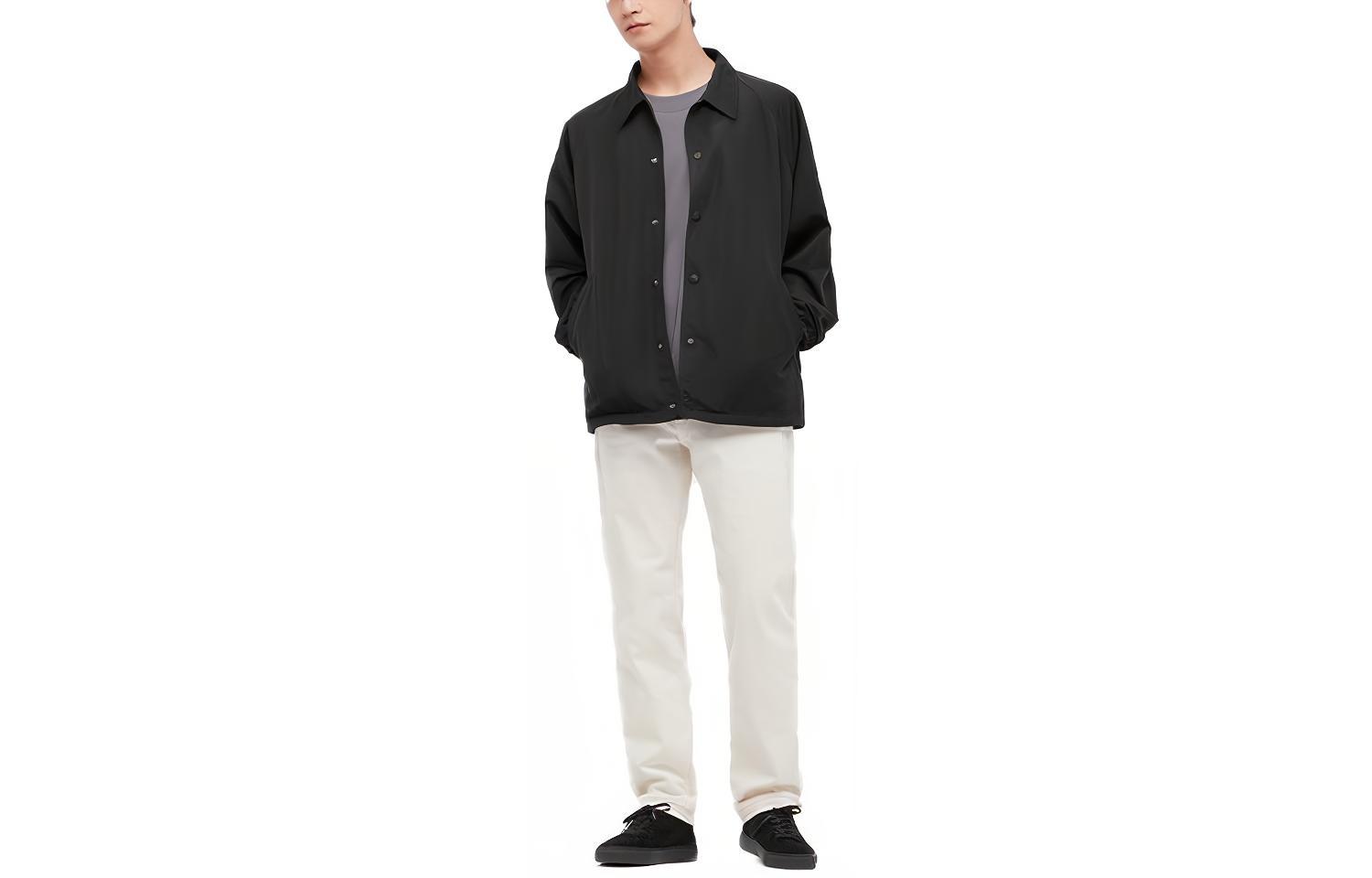 UNIQLO Collared Single-Breasted Casual Jacket Unisex Black 445041-09