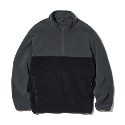 UNIQLO Colorblock Stand Collar Pullover Sweatshirt Unisex - Dark Gray 453779-08