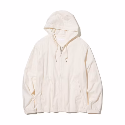 UNIQLO Cotton Hoodie Jacket Unisex Solid Color Off-White 456991-01