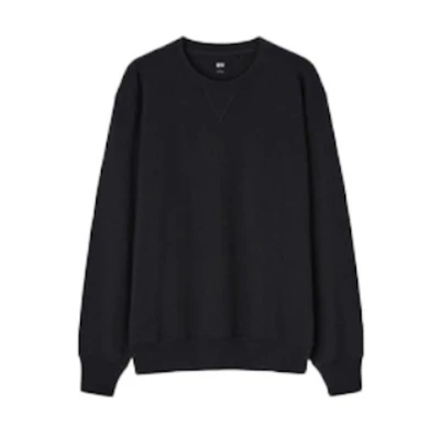 UNIQLO Crewneck Solid Color Long Sleeve Sweatshirt Unisex - Black 444966-69