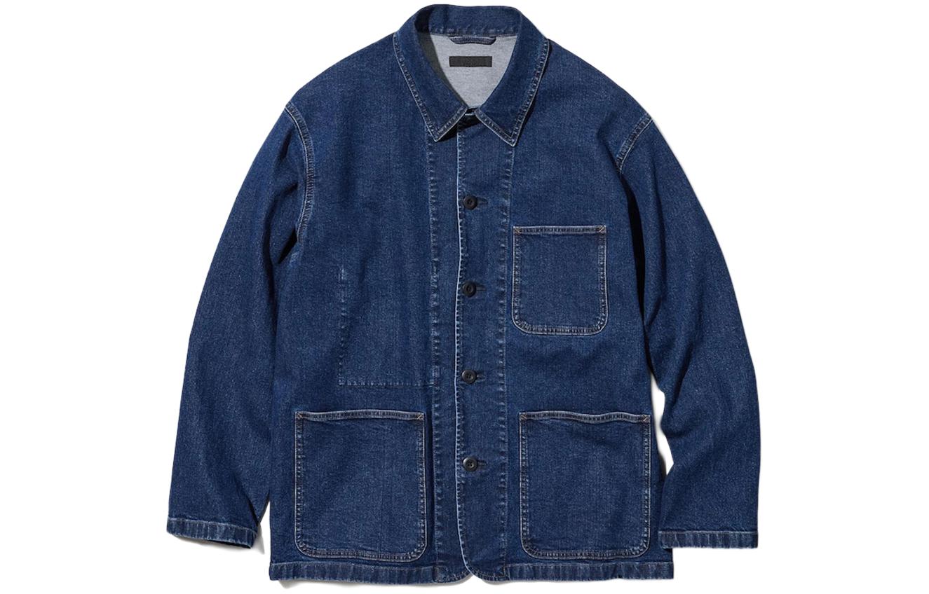 UNIQLO Denim Jacket Sea Blue Unisex Casual Loose Fit 462430-67