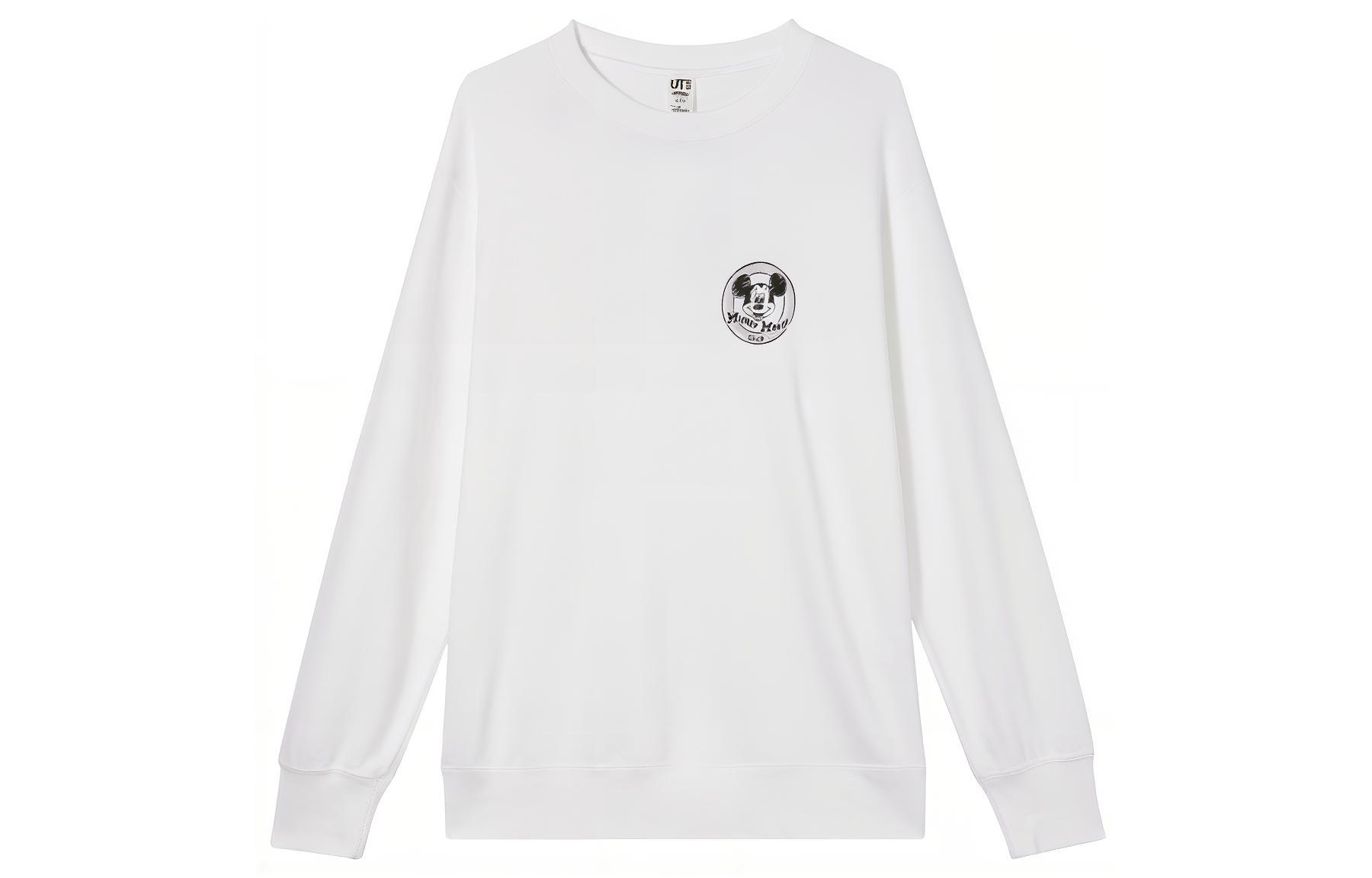 UNIQLO Disney Mickey Sweatshirt White Unisex Casual Pullover 446217-00
