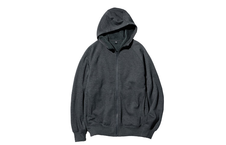 UNIQLO Fleece-Lined Hooded Zip-Up Jacket Unisex - Dark Gray 460327-08