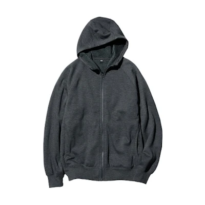 UNIQLO Fleece-Lined Hooded Zip-Up Jacket Unisex - Dark Gray 460327-08