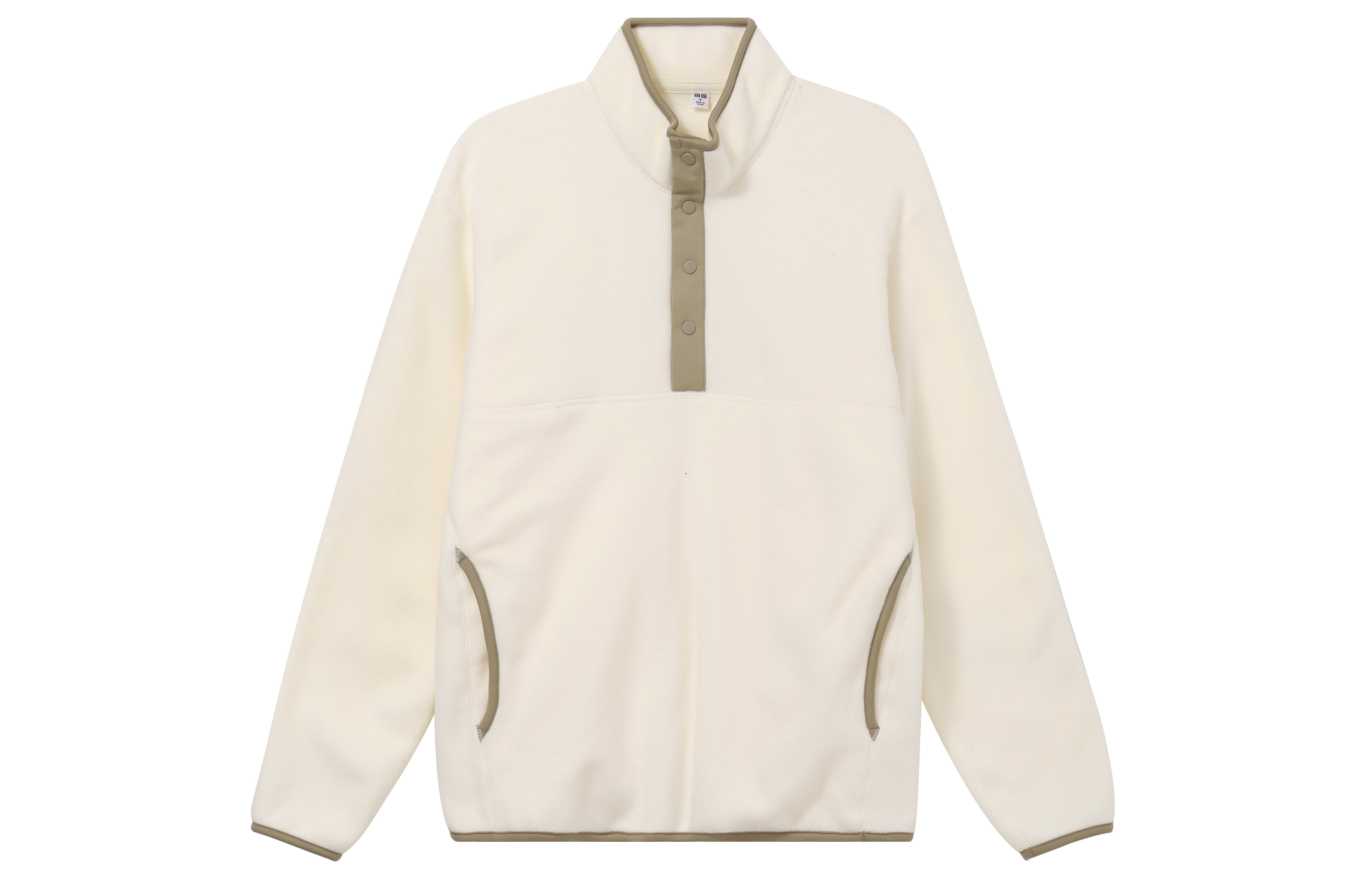 UNIQLO Fleece Button-Up Pullover Sweatshirt Men’s Long Sleeve Off-White 461128-01