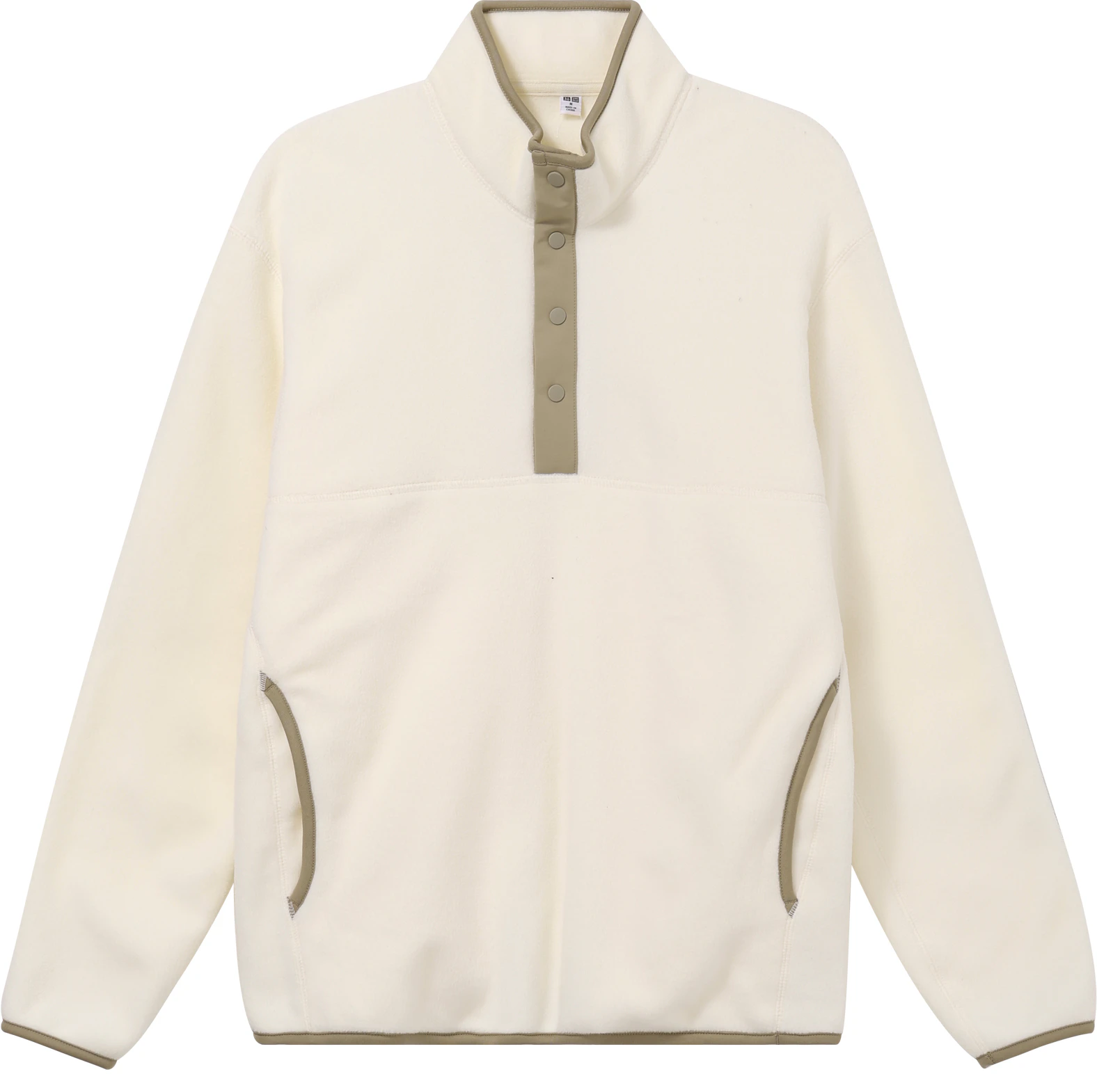 uniqlo-fleece-button-up-pullover-sweatshirt-men-s-long-sleeve-off-white-461128-01