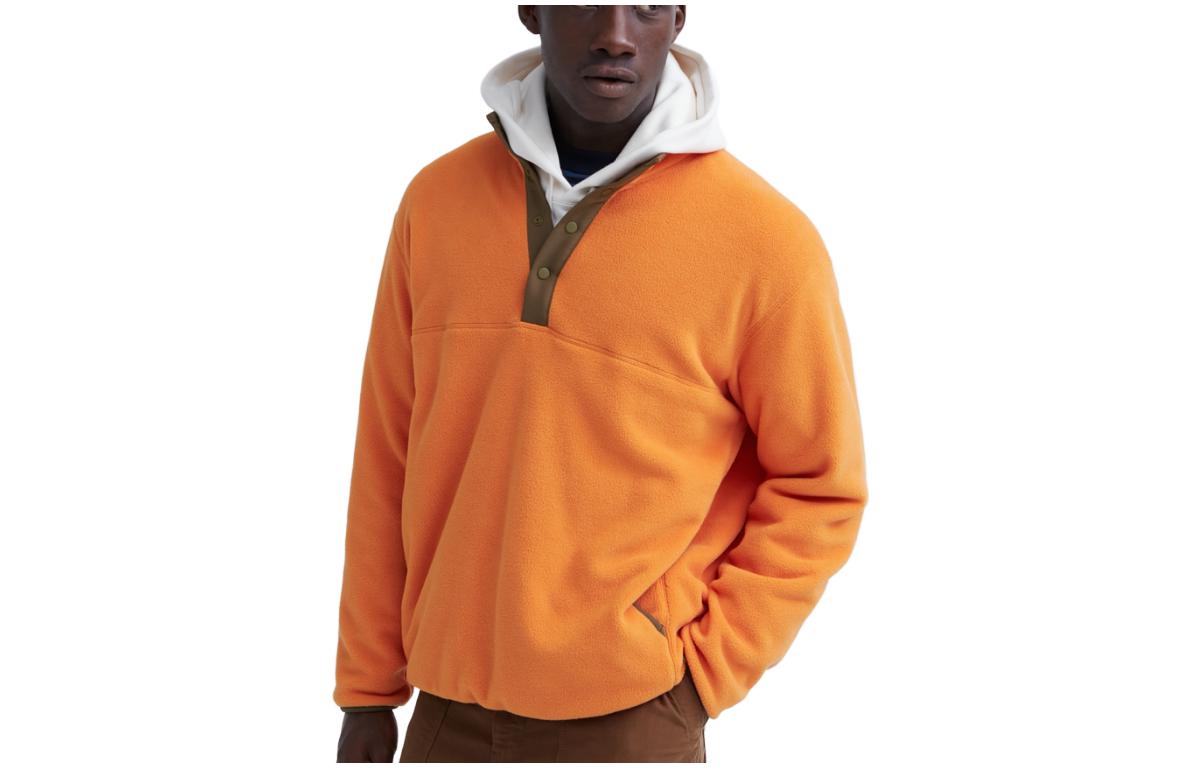UNIQLO Fleece Half-Placket Pullover Sweatshirt Orange 461128-23