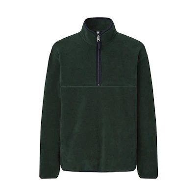 UNIQLO Fleece Lined Casual Solid Sweatshirt Jacket - Dark Green 441257-58