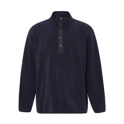 UNIQLO Fleece Pullover Long-Sleeve Sweatshirt Navy Blue 461128-69