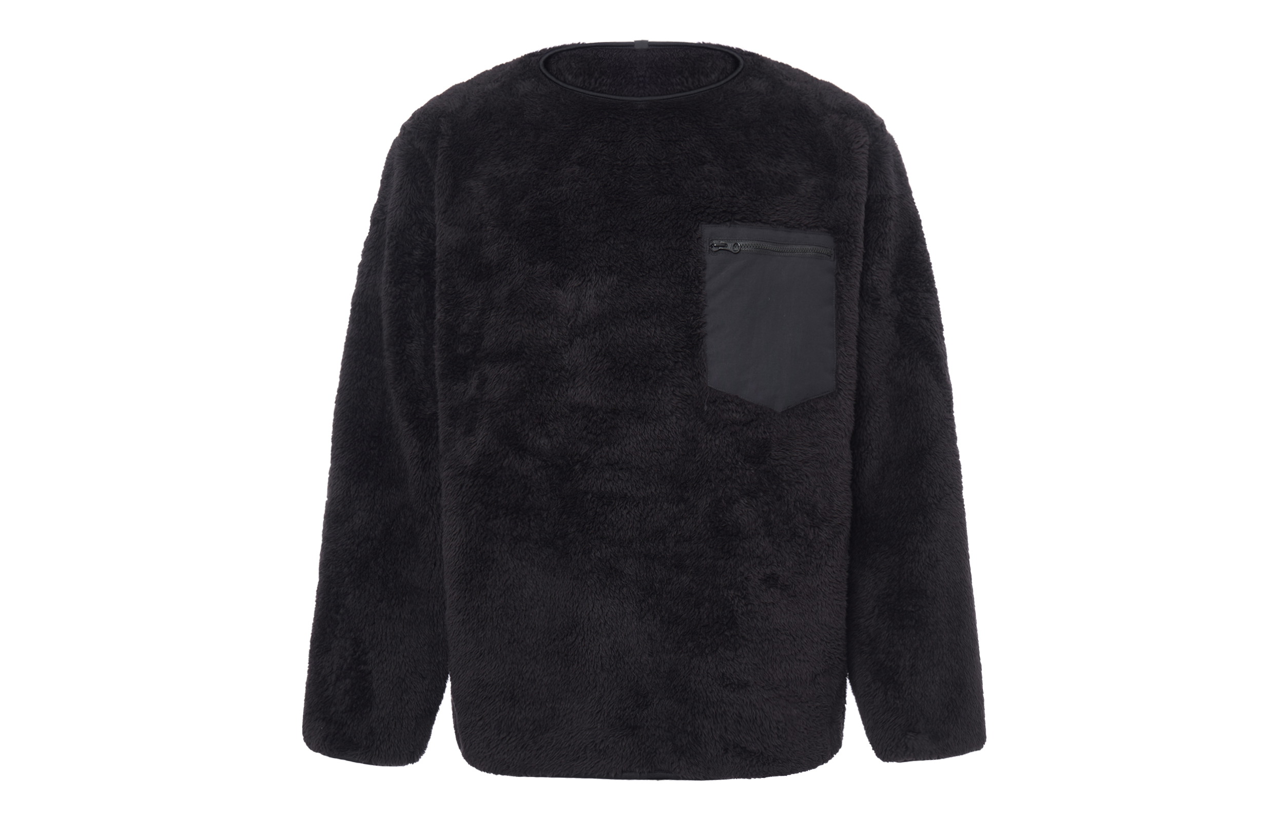 UNIQLO FW22 Black Plain Long-Fleece Pullover Sweatshirt 452163-09