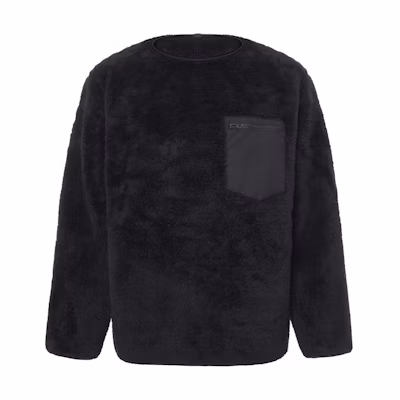 UNIQLO FW22 Black Plain Long-Fleece Pullover Sweatshirt 452163-09