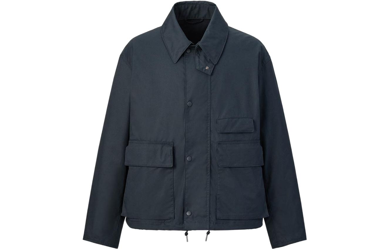 UNIQLO FW22 Solid Color Button-Up Casual Jacket Unisex - Navy Blue 452170