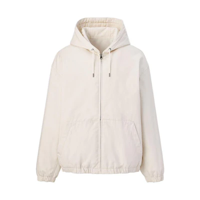UNIQLO FW22 Solid Color Casual Zip-Up Hoodie White 452169