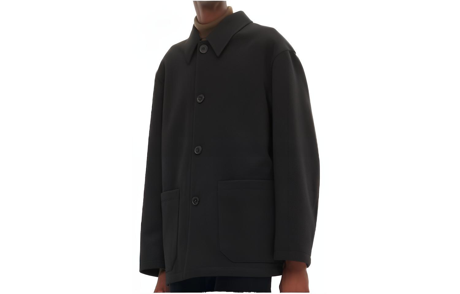 UNIQLO FW22 Solid Color Long-Sleeve Button-Up Jacket Black 452851-09