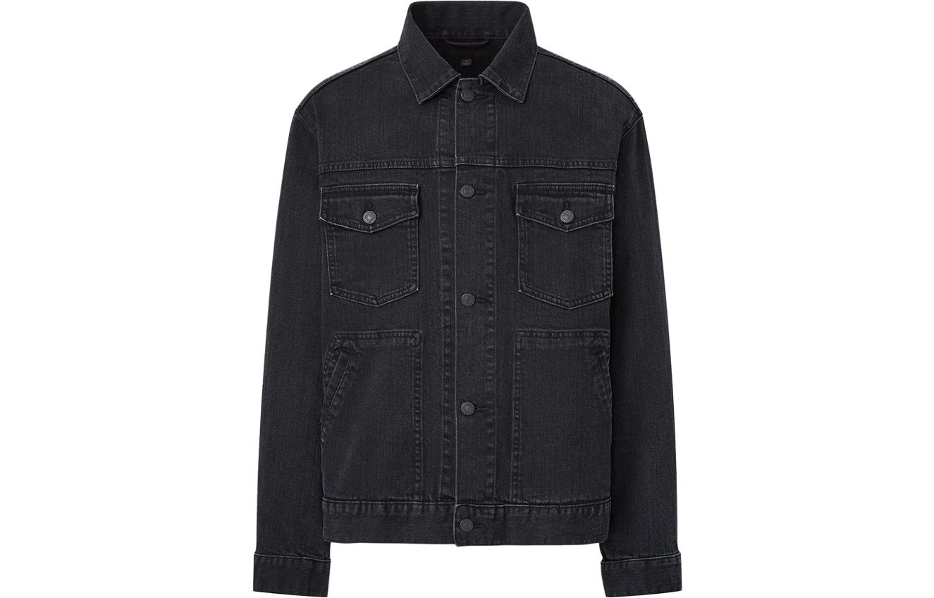 UNIQLO FW22 Solid Color Single-Breasted Collar Jacket Unisex Dark Gray 444552-08