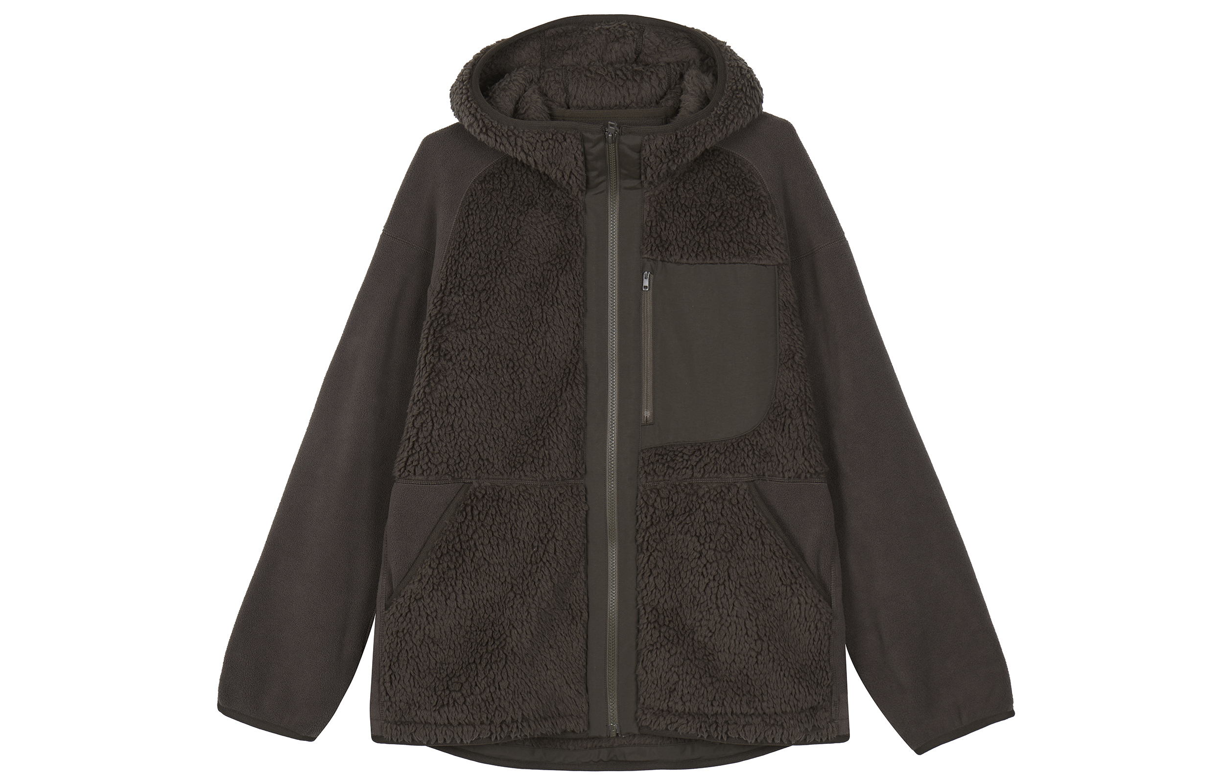 UNIQLO FW23 Fleece Oversized Zip-Up Hoodie Brown Unisex 463350-38