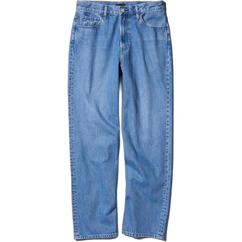 Order UNIQLO FW24 Patchwork Loose Fit Straight Denim Jeans Biru Muda 473319-64