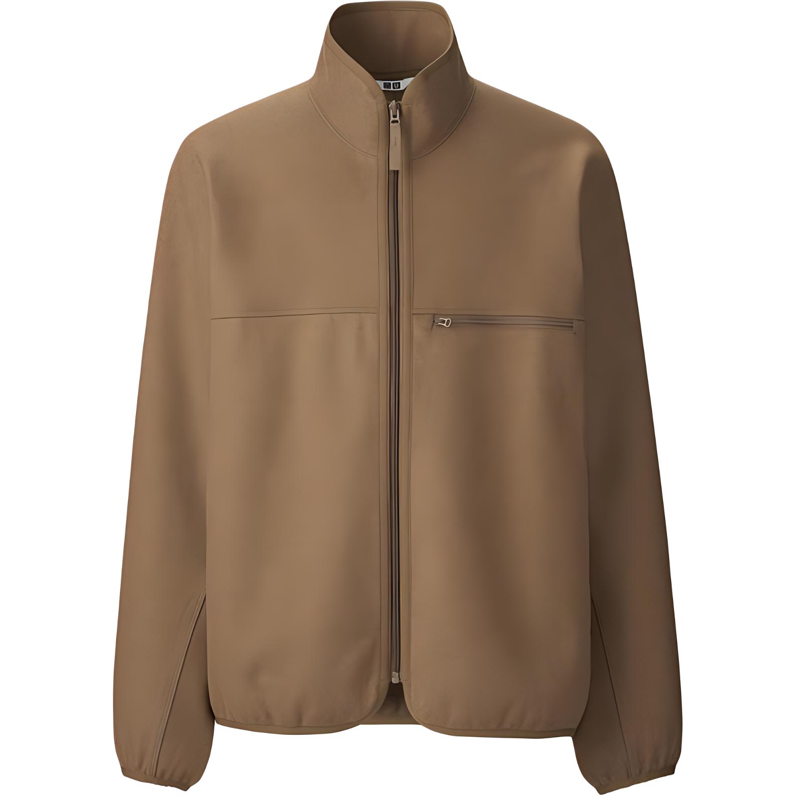 UNIQLO FW24 U Series Suede Knit Zip Jacket with Chest Pocket Camel Unisex 471800-34