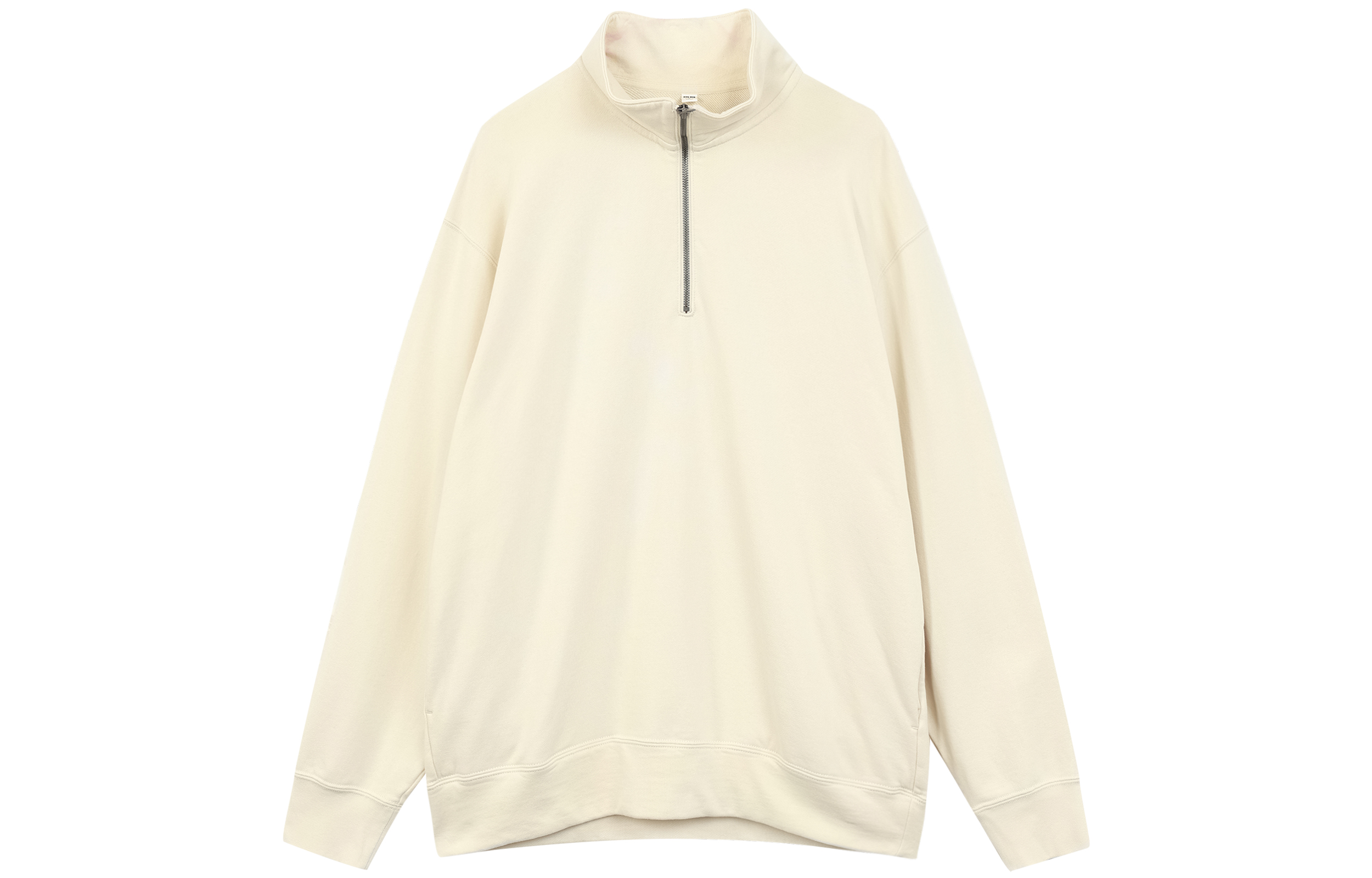 UNIQLO Half-Zip Pullover Long-Sleeve Sweatshirt Unisex Light Beige 455396-30