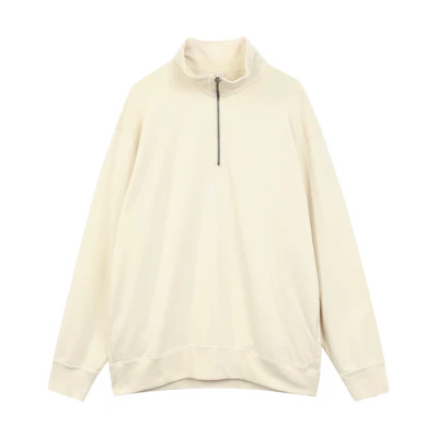 UNIQLO Half-Zip Pullover Long-Sleeve Sweatshirt Unisex Light Beige 455396-30