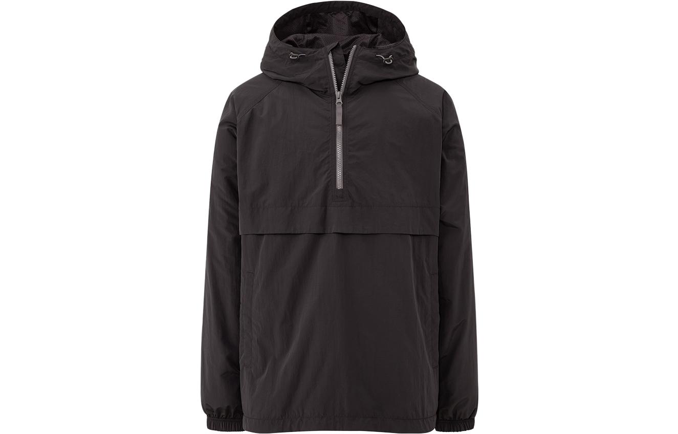 UNIQLO Half-Zip Solid Pullover Sweatshirt Unisex - Black 425078-09