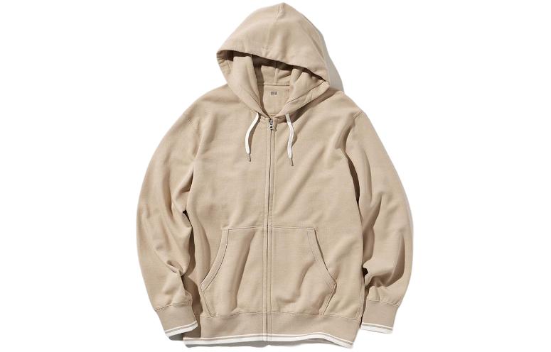 UNIQLO Hooded Zip-Up Casual Long Sleeve Jacket Unisex Dark Beige 466765-32