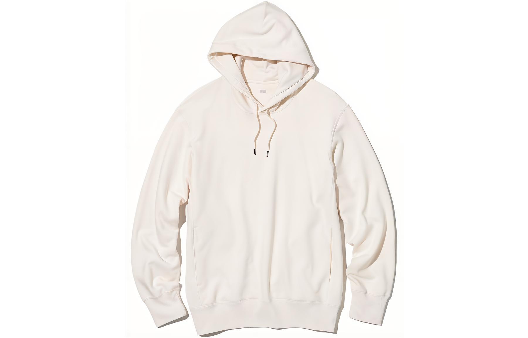 UNIQLO Hoodie Plain Pullover Long-Sleeve Unisex Cream White 455395-01
