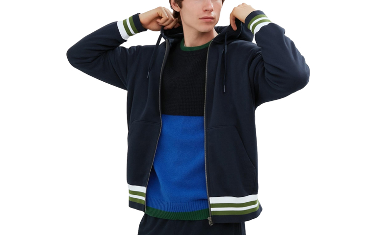 UNIQLO Hoodie Zip-Up Navy Blue Unisex Long-Sleeve Sweatshirt 465864-69
