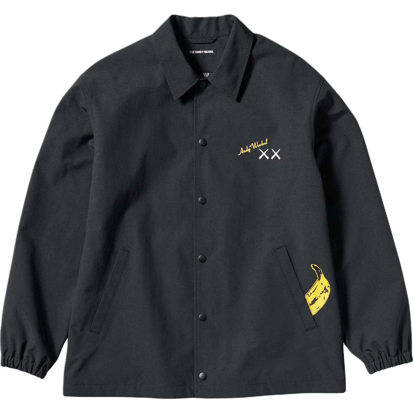 UNIQLO KAWS Warhol FW24 Black Banana Print Button-Up Unisex Jacket 474138-09