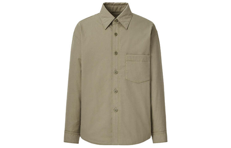 UNIQLO Khaki Solid Color Button-Up Collared Jacket 442178-33
