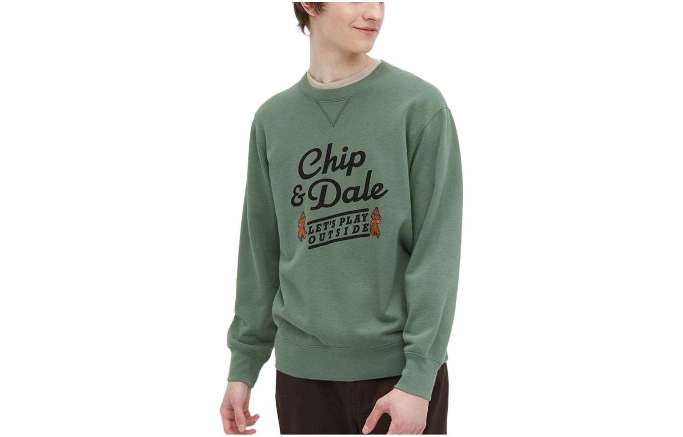 UNIQLO Logo Print Crewneck Long-Sleeve Sweatshirt Green Unisex 455906-55
