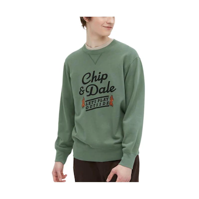 UNIQLO Logo Print Crewneck Long-Sleeve Sweatshirt Green Unisex 455906-55