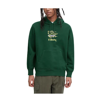 UNIQLO Logo Print Drawstring Sweatshirt Unisex Dark Green 459600-58