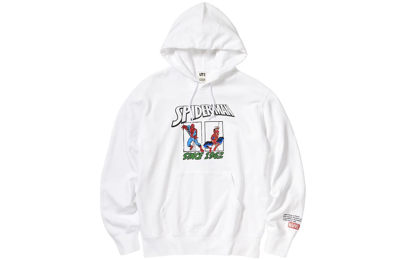 UNIQLO Logo Printed Hoodie Unisex White Long Sleeve 455908-00