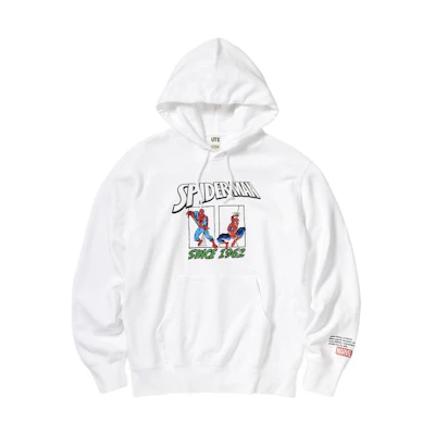 UNIQLO Logo Printed Hoodie Unisex White Long Sleeve 455908-00