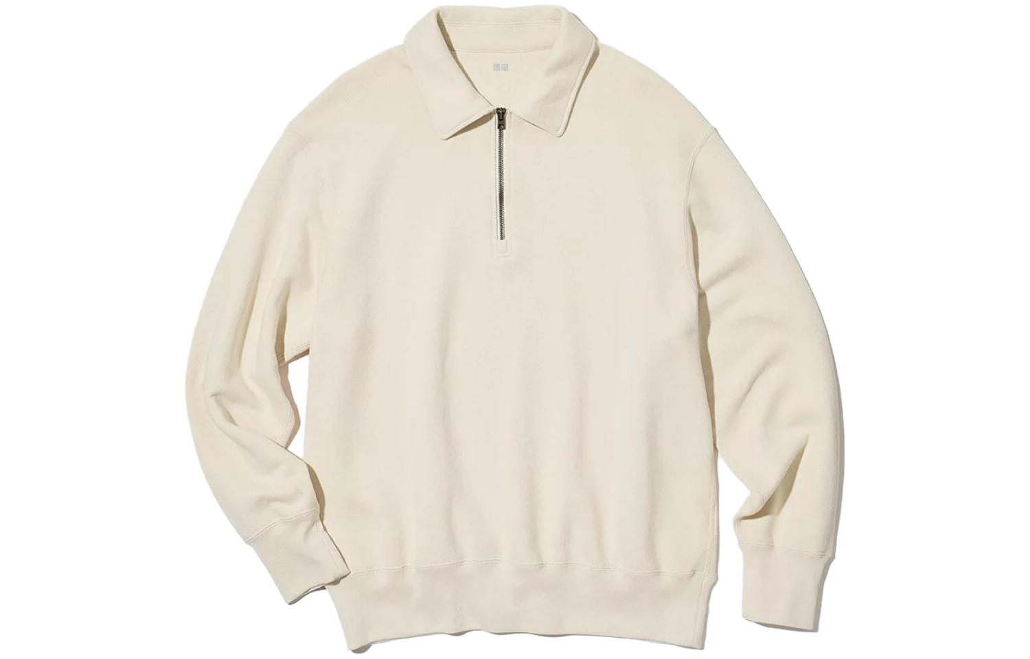 UNIQLO Loose Fit Half-Zip Pullover Sweatshirt Light Beige 456952-30