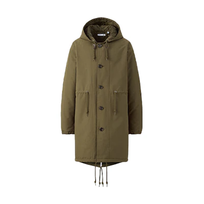 UNIQLO Men’s Mid-Length Drawstring Hooded Jacket Olive Green 432055-56