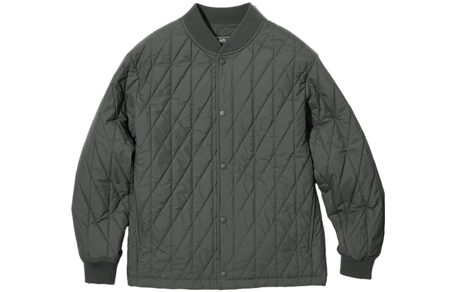 UNIQLO Men’s Olive Quilted Collarless Button Jacket 449729-56